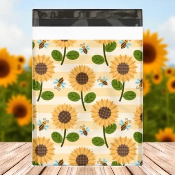 Sunflowers & Bumble Bees 🐝 Poly Mailers 10x13 Pack of 25 - Picture 2 of 6